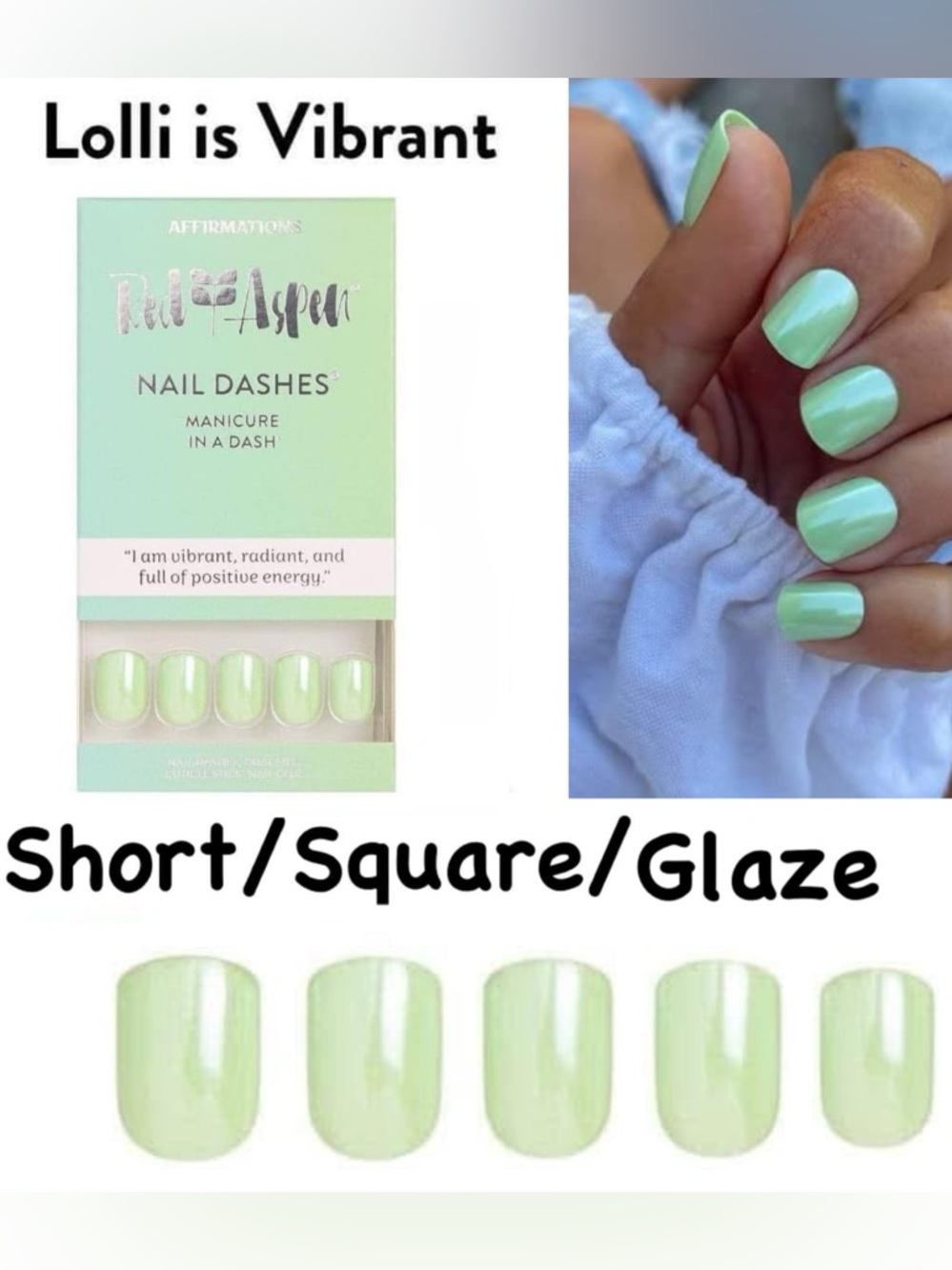 Nail Aspen Nail Dashes Press-On Nails in Mint Green